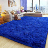 Soft Shag Rugs For Bedroom, Blue Fluffy Shaggy Rugs For Living Room, Luxury Modern Plush Carpet Girls Boys Room Dorm Indoor Home Decor, Upgrade Non-Slip